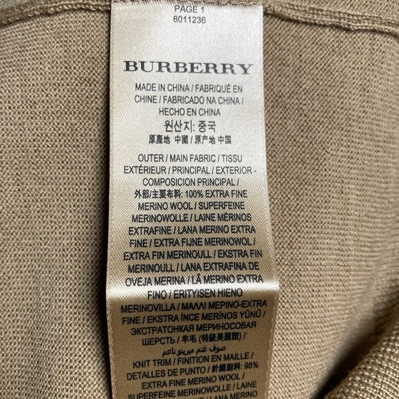 Burberry Uniform 100% Merino Wool Short Sleeve Crew Neck Sweater XS Caramel - Picture 6 of 11
